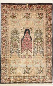 Tappeto Ghom Seta Persia Floreale Nero Beige 101x156 Cm