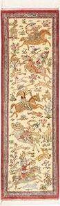 Tappeto Ghom Seta Persia Floreale Crema Rosso Mattone 38x132 Cm