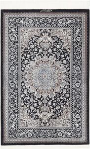 Tappeto Ghom Seta Persia Medaglione Nero Bianco 80x121 Cm