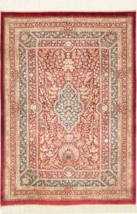 Tappeto Ghom Seta Persia Medaglione Rosso Crema 80x117 Cm