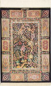 Tappeto Ghom Seta Persia Floreale Nero Oro 60x92 Cm