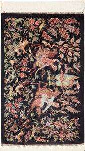 Tappeto Ghom Seta Persia Astratto Nero Multicolore 53x87 Cm