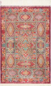 Tappeto Ghom Seta Persia Floreale Bordeaux Turchese 60x94 Cm