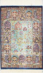 Tappeto Ghom Seta Persia Astratto Azzurro Blu 60x91 Cm