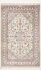 Tappeto Ghom Seta Persia Medaglione Crema Azzurro 58x92 Cm