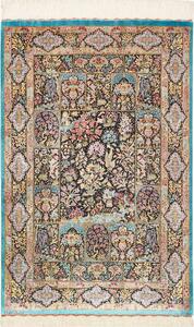 Tappeto Ghom Seta Persia Astratto Nero Policromo 79x124 Cm