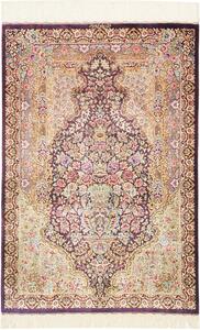 Tappeto Ghom Seta Persia Floreale Melanzana Crema 79x117 Cm