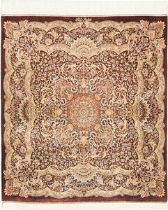 Tappeto Ghom Seta Persia Medaglione Bordeaux Oro 96x108 Cm