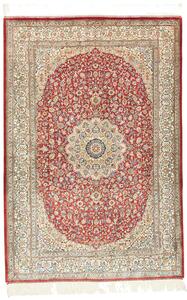 Tappeto Ghom Seta Persia Medaglione Rosso Crema 103x144 Cm