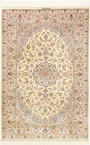 Tappeto Ghom Seta Persia Medaglione Crema Blu 100x150 Cm