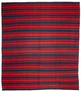 Tappeto Kilim Vintage Persia Astratto Rosso Blu Scuro 276x292 Cm