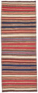 Tappeto Kilim Vintage Persia A Righe Rosso Blu 120x308 Cm