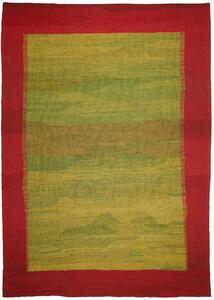 Tappeto Kilim Persia Astratto Verde Giallo 277x395 Cm