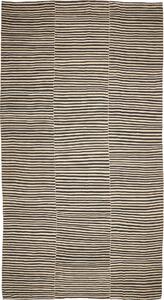 Tappeto Kilim Mazandaran Vintage Persia A Righe Nero E Avorio 221x418 Cm