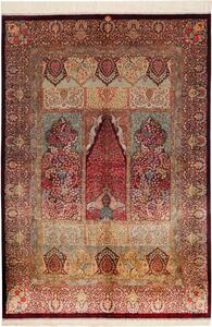 Tappeto Ghom Seta Persia Floreale Bordeaux Blu 139x200 Cm