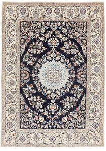 Tappeto Nain 9la Persia Medaglione Blu Notte Crema 167x236 Cm