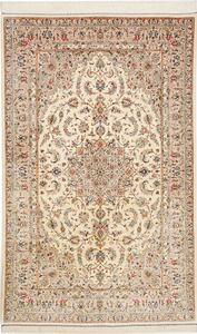 Tappeto Ghom Seta Persia Medaglione Crema Pastello 129x208 Cm