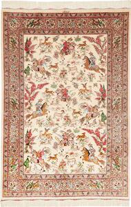 Tappeto Ghom Seta Persia Astratto Crema Rosa 133x198 Cm