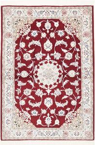 Tappeto Nain 9la Persia Medaglione Rosso Crema 105x150 Cm