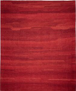 Tappeto Kilim Persia Astratto Rosso Intenso Abrash. 389x448 Cm
