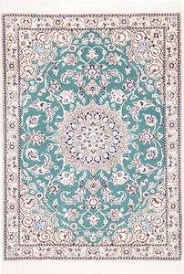 Tappeto Nain 9la Persia Medaglione Verde Acqua Avorio 90x127 Cm