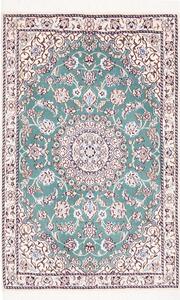 Tappeto Nain 9la Persia Medaglione Turchese Avorio 81x127 Cm