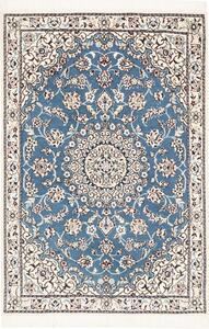 Tappeto Nain 9la Persia Medaglione Celeste Avorio 80x117 Cm