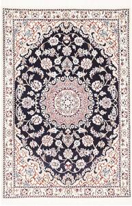 Tappeto Nain 9la Persia Medaglione Blu Notte Avorio 81x120 Cm