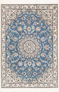 Tappeto Nain 9la Persia Medaglione Blu Petrolio Crema 80x118 Cm
