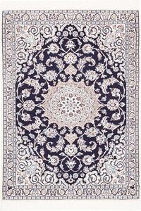 Tappeto Nain 9la Persia Medaglione Blu Scuro Crema 90x130 Cm