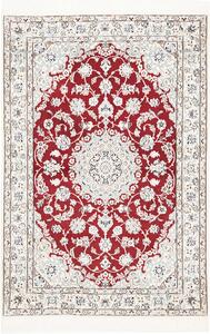 Tappeto Nain 9la Persia Medaglione Rosso Crema Azzurro 102x148 Cm