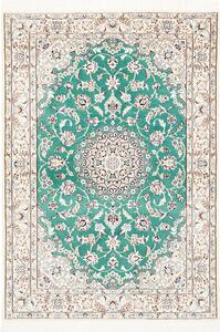 Tappeto Nain 9la Persia Medaglione Turchese Crema 103x150 Cm