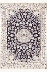 Tappeto Nain 9la Persia Medaglione Blu Crema 104x147 Cm
