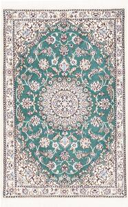 Tappeto Nain 9la Persia Medaglione Verde Turchese Avorio 79x116 Cm