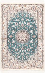 Tappeto Nain 9la Persia Medaglione Turchese Crema 98x148 Cm