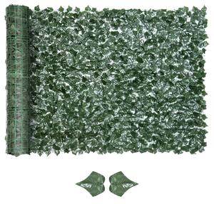 Outsunny Edere Finte, Siepe Artificiale 150x300 cm in PE Anti-UV, Siepe Finta per Recinzioni con Foglie, Verde Scuro