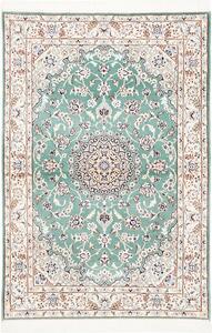 Tappeto Nain 9la Persia Medaglione Verde Acqua Avorio 100x147 Cm