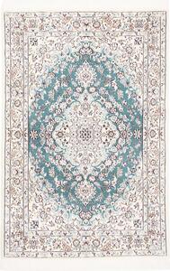 Tappeto Nain 9la Persia Medaglione Verde Acqua Avorio 100x150 Cm