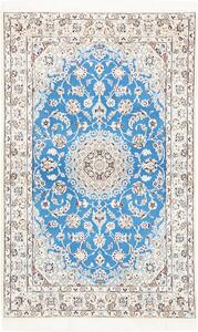 Tappeto Nain 9la Persia Medaglione Azzurro Crema 100x160 Cm