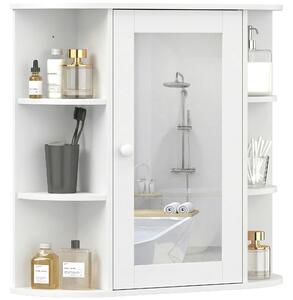 Homcom Mobiletto Pensile con Specchio e Mensole per Bagno in Legno Bianco 66 x 17 x 63 cm|Aosom