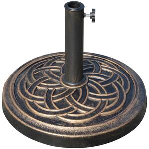 Outsunny Base per Ombrellone Rotonda da 12kg in Resina con Decorazione, per Pali da 38mm e 48mm, Φ45x33cm, Bronzo|Aosom