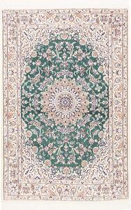 Tappeto Nain 9la Persia Medaglione Verde Smeraldo Avorio 105x154 Cm