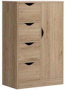 HOMCOM Mobile Bagno con 4 Cassetti, Armadietto a 2 Livelli e Maniglie Ritagliate, in Truciolato, 54x29x83 cm|Aosom
