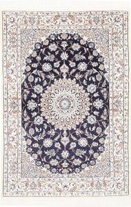 Tappeto Nain 9la Persia Medaglione Blu Avorio 103x151 Cm