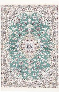 Tappeto Nain 9la Persia Medaglione Turchese Crema 102x151 Cm