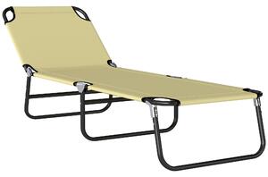 Outsunny Lettino da Giardino con Schienale Regolabile in 5 Posizioni, in Acciaio e Tessuto Oxford, 188x56x28 cm, Beige|Aosom