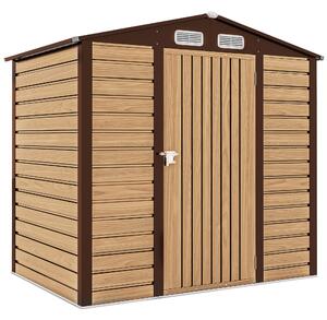 Outsunny Casetta da Giardino con Prese d'Aria e Catenaccio, Porta Attrezzi da esterno in Acciaio, 1.9x1.3m, Colore Quercia | Aosom Italy