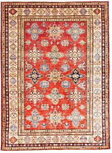 Tappeto Kazak Fine Pakistan Geometrico Rosso Crema 153x207 Cm