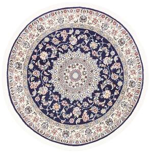 Tappeto Nain 9la Persia Medaglione Blu Notte Crema 150x150 Cm