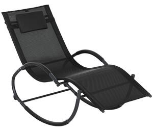 Outsunny Sdraio a Dondolo Zero-Gravity con Poggiatesta, Sedia Ergonomico da Esterno Impermeabile, 155x61x88 cm, Nero | Aosom Italy